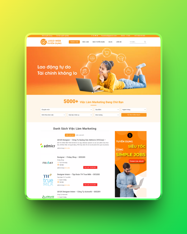 Theme wordpress tuyển dụng 01 Theme wordpress tuyển dụng 01