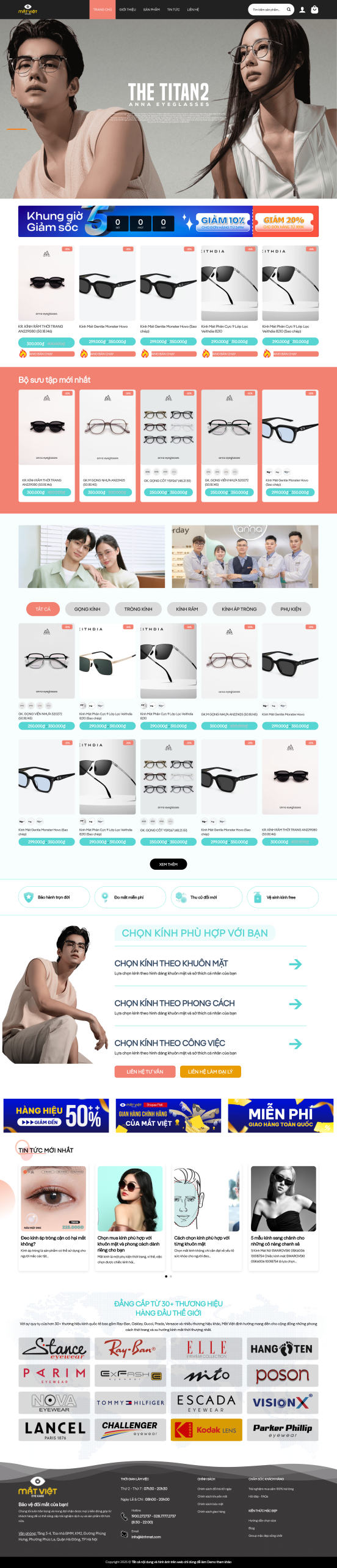 Theme wordpress shop bán mắt kính thời trang